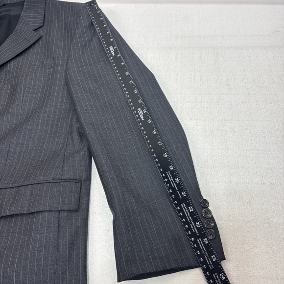 Lauren Ralph Lauren Wool Gray Pinstripe Men's Blazer Suit Coat Size 42R 3 Button - Picture 9 of 14
